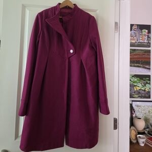Urban Outfitters LUX. Wool Blend Overcoat Womens M Fuchsia Preppy Chic Acadamia
